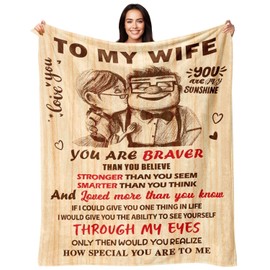 [2025 Upgrade]Wedding Anniversary Romantic Gift for Wife/Her/Women, Wife Gifts for Christmas from Husband, Birthday Gifts for Wife, Xmas Gifts for Wife, to My Wife Throw Blanket 60 x 50 inch
