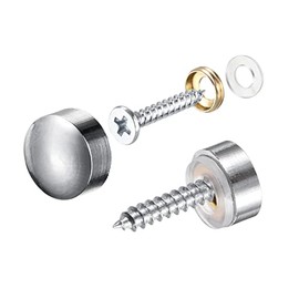 METALLIXITY Mirror Screws (10mm/0.39") 8Pcs, Brass Decorative Cover Cap Nails - for Sign Advertising Hardware, Construction, Silver Tone