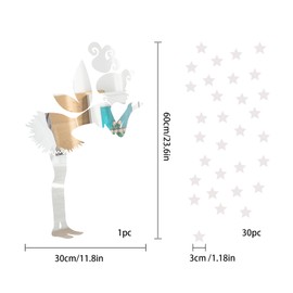 3D Acrylic Mirror Stickers for Walls, DIY Cartoon Room Decor Angel Blowing Stars, Cute Little Fairy Stars Wall Stickers, Aesthetic for Teen Girls Mirror Wall Decor for Bedroom, Living Room, Farmhouse