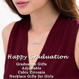 PDTU 2025 Graduation Gifts for Her, Cubic Zirconia Adjustable Wave Necklace Graduation Gifts Presents for Daughter Granddaughter Niece