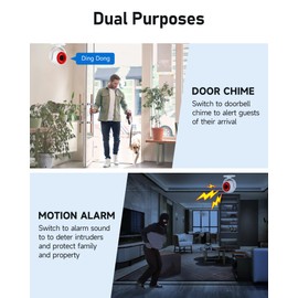 PILSAMAS Motion Sensor Alarm Indoor Outdoor, Motion Sensor Door Chime for Business When Entering with Siren Light, +/-Volume, Arm/Disarm, Three Modes - 120db Motion Detector Alarm for Home Garage Van