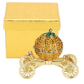 Pumpkin Cart Ornament Antique Zinc Alloy Carriage Cart Gift Decoration Figurine Trinket Jewelry Box