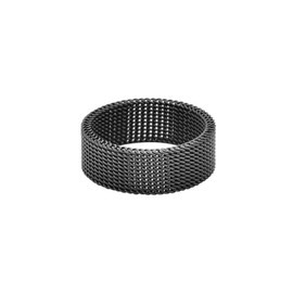 Geoffrey Beene Stainless Steel Men's Comfort Fit Mesh Ring (Black, 12)