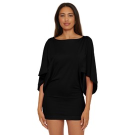 Trina Turk Women's Standard Casablanca Tunic, Casual, Beach Cover Ups, Monaco (Black), Large