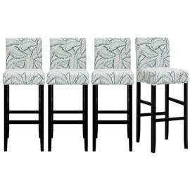 Lellen Bar Stool Chair Covers Set of 4，Jacquard Bar Stool Cover Barstool Covers Slipcovers Stretch Bar Stool Covers with Backs Bar Stool Protector Covers for Kitchen Dining Room Counter Island