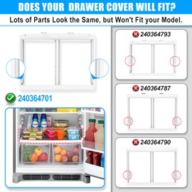 UPGRADED 240364701 Refrigerator Crisper Drawer Cover Frame with 240350608 Crisper Glass Replacement Compatible with Frigidaire Refrigerator Crisper Drawer Replacement, Fridge Crisper Pan Drawer Cover