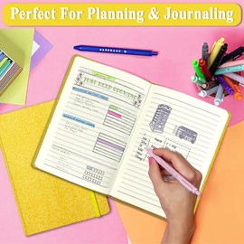 Golden Glitter Notebook A5 Lined, 21 x 14.5 cm, 80 Sheets Sparkling Glitter Never Goes Off Teenagers Notebook Blank Hardcover Diary Girls Gift for Writing Home Office School Work