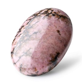 LAIDANLA Rhodonite 2.4" Large Palm Stone Healing Crystals Natural Gemstones Calming Effects Energy Balancing Reiki Polished Worry Stone Cleansing Protection Anxiety Stress Relief Therapy 1PC