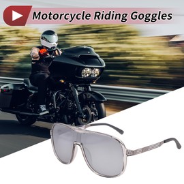 HEROFFIX Motorcycle Riding Goggles Anti-glare Tri-Acetyl Cellulos PC UV400 Cycling Sunglasses Silver Tone Lens Gray Frame