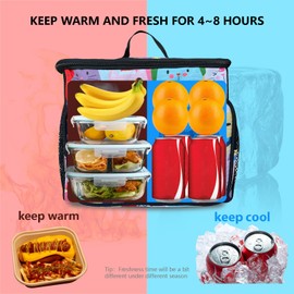 Cat Pattern Lunch Bag Lunch Box for Women,Leakproof Lunch Tote Large Capacity,Reusable Insulated Lunch Tote Bag,Keep Warm and Fresh,Cooler bag Lunch Container for Work/Office/Picnic/Travel (cat)