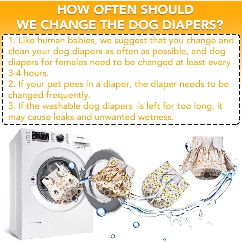 XPCARE Dog Diapers Female (4 Pack) - Washable Reusable Female