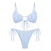 seamoly Lace Ruffled Trim Cinched Tied Front Tie Side Bikini