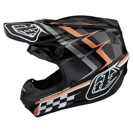 Troy Lee Designs SE4 Polyacrylite Warped Adult Motocross Helmet W/MIPS - Full Face Offroad Motorcycle Dirt Bike ATV Powersports Dual Sport Racing Helmet - Mens Womens Unisex (Black/Copper, LG)