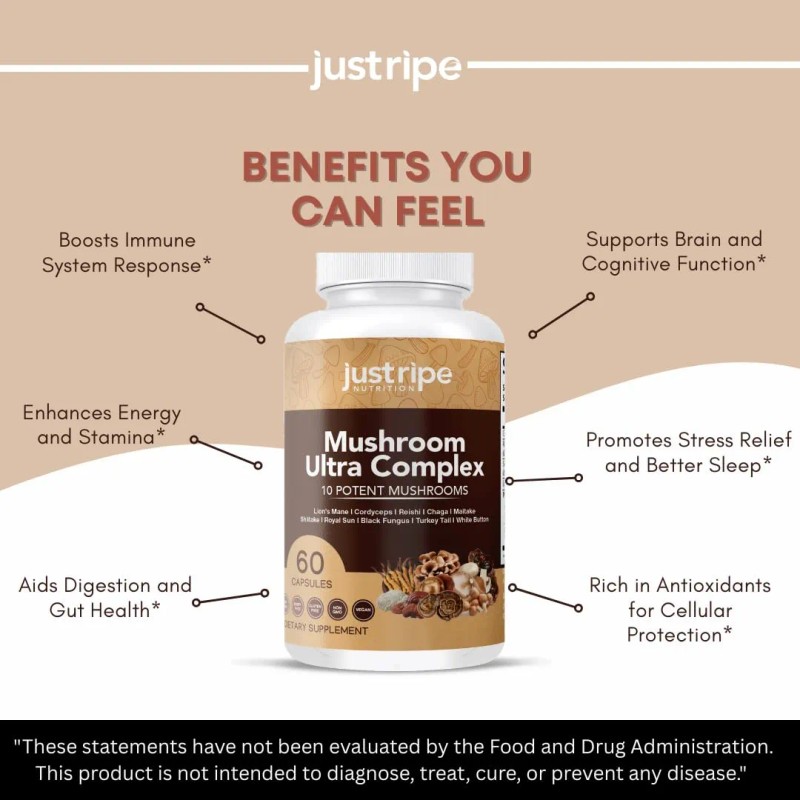 Just Ripe Nutrition Complejo Ultra De Hongos 60 Cápsulas
