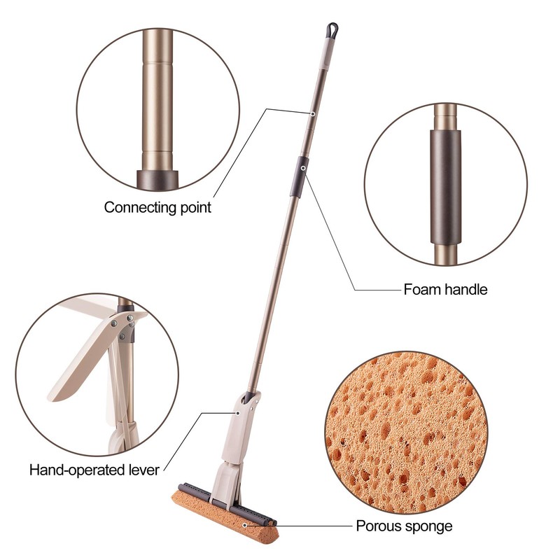 Eyliden Sponge Mop with 1 Extra Reusable Absorbent Sponge Refills,
