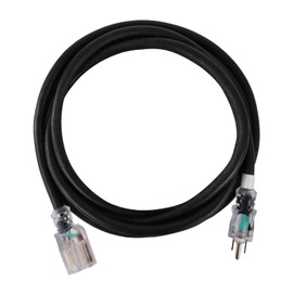 GREATIDE 10 Ft Lighted Outdoor Extension Cord - 10/3 SJTW Heavy Duty Black Extension Cable with 3 Prong Grounded Plug for Safety, UL Listed