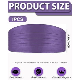 KGDUYC 1 x Satin Cummerbund Men's Black Cummerbund for Tuxedo Tailcoat Suit Shirt, Adjustable Band - Purple
