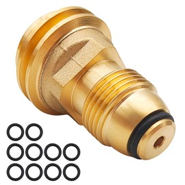 AYWFEY 1 PCS POL to QCC1 Propane Tank Adapter, with 10 Pcs Propane Tank O Rings, Converts POL LP Tank Service Valve to QCC1 / Type1 Hose or Regulator Solid Old to New, Brass