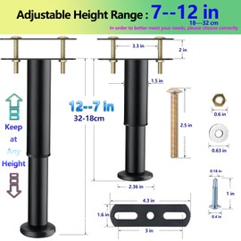 Adjustable Bed Frame Support Legs,Bed Support Legs for King Queen Bed slats,Bed Frame Support Leg,Adjustable Bed Frame Legs Replacement ,King Queen Size Bed Slat Support Legs for Bed Frame Center