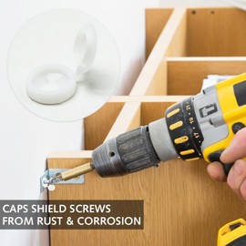 100 Pcs White Screw Cover Caps, Plastic Hinged Screw Covers for Furniture, Cabinet, Cupboard, Wardrobe, Durable and Easy to Use Plastic Screw Caps