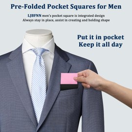 LJBFNN Pocket Squares for Men, Prefolded Mens Handkerchiefs Flat Handkerchief Pocket Square on Card for Suit Accessories (Pink)