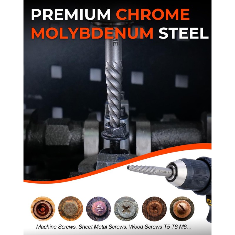 19 Piece Screw Extractor and Left Hand Drill Bits Set,