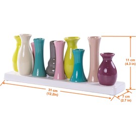 Jinfa Handmade, Small, Ceramic, Decorative Flower Vases, Set of 10 Coloured Vases