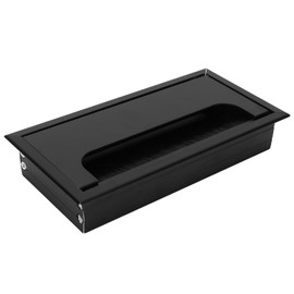 Hapivida Rectangle Cable Grommet, 160 x 80mm Aluminum Alloy Wire Hole Cover Box Desk Cable Hole Cord Management Organizer for Home Office Bank Computer Table (Black)