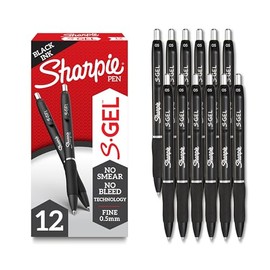 Sharpie B00006IFI3 Marcadores Permanentes, Punta Ultra Fina, Color Negro, Set de 12 Marcadores