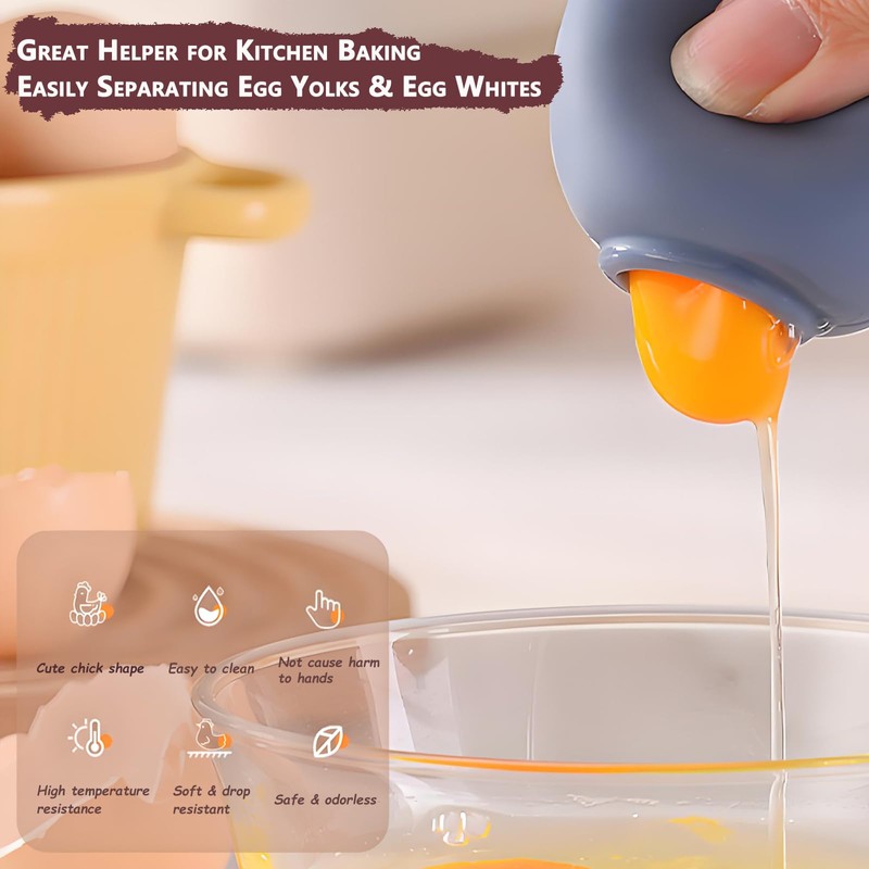 2025 Upgrade Hen-Shaped Egg Yolk Separator - One-Squeeze Silicone Design,No