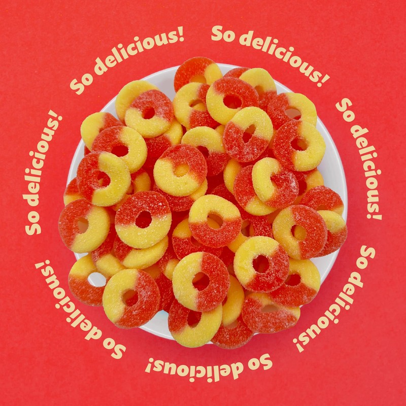 Peach Rings Gummy Candy 1-Pound Bag | Chewy Sweet and