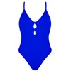 RELLECIGA Women's Royal Blue V Neck Cutout One Piece Swimsuits