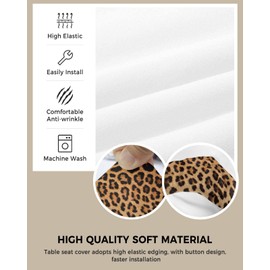 Savannan Dining Room Chair Seat Covers, Leopard Print Animal Fur Texture Removable Stretch Chair Seat Cushion Slipcovers Protector for Holiday Party Festival Decoration, Set of 6