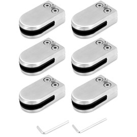 QWORK® Pack of 6 Stainless Steel Glass Clamps Glass Holder for Balustrades, Stair Railings and Handrails, Suitable for 6-8 mm Glass Thicknesses