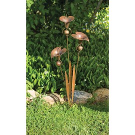Ancient Graffiti Flamed Triple Calla Lily Garden Stake