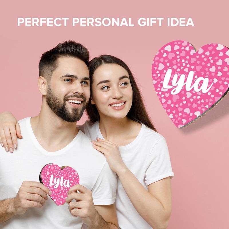 1 x Heart Coaster - Name Lyla Pink Hearts Love