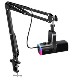 FIFINE AM8T XLR USB Gaming Microphone Set, Dynamic PC Mic for Streaming Podcasting, Computer RGB Mic Kit with Boom Arm Stand, Mute Button, Headphones Jack, for Recording Vocal Voice-Over - Color: AM8T