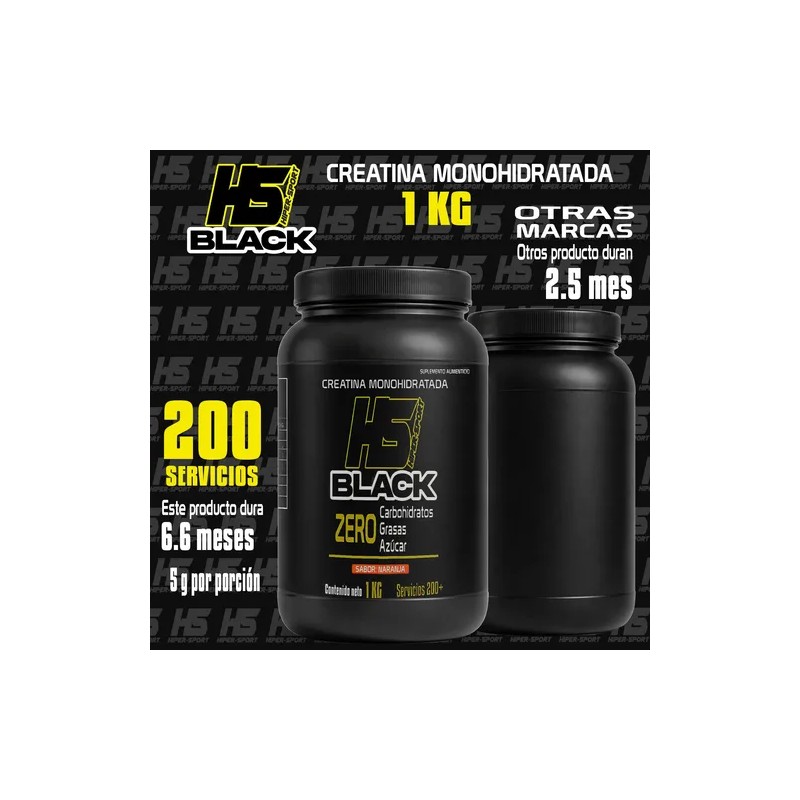Creatina Hs Black Monohidratada1kg 200servicios