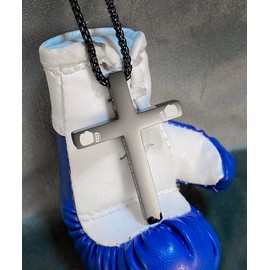 AKarrLili Stainless Steel Boxing Gloves Cross Necklaces Boxing sports Faiths Jewelry Fighting Mixed Martial Arts Athletic teammates Pendant with chain