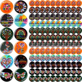 Tondiamo 240 Pcs Hispanic Heritage Month Buttons Pins Bulk 2.24 Inch Spanish Heritage Buttons National Latino Brooch Pins Hispanic Gift Decoration for Teacher Supplies Rewards