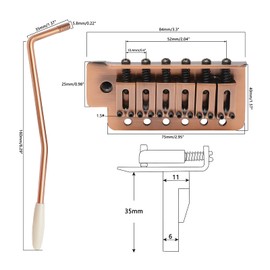 Unxuey 6 String Right Handed Electric Guitar Tremolo Bridge Saddles Set for Fender Strat Squier Style Guitar Replacement Parts with Whammy Bar Red Copper Color