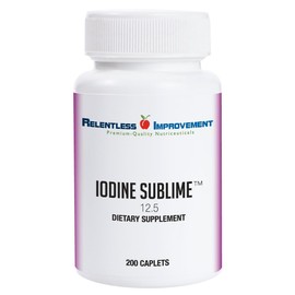 Relentless Improvement Iodine Sublime® 12.5mg 200 High-Bioavailable Caplets with Potassium Iodide for Thyroid & Metabolism Support Compare to Iodoral 12.5