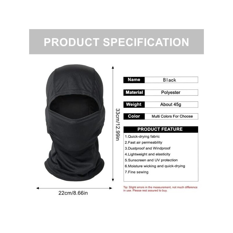 Full Face Mask, Multi-use, Sweat Absorption - Color: Black