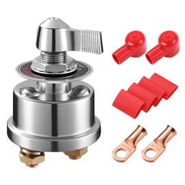 12-48V Battery Disconnect Switch 200A with Accessory, Heavy Duty Master Power Cut Off Isolator with On/Off Face Plate for Car, RV, Truck, Boat, Marine, and ATV Applications