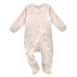 Daisy Flower Goose Duck Baby One-Piece Footies Newborn Rompers Pajamas Cotton Footed Pjs for Sleep Play Boys Girls 6M