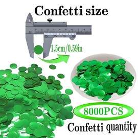 BRZIKWT Green Round Foil Confetti Beautiful Metallic Table Confetti Glitter for Fill Balloons, St. Patrick's Day ，Wedding,Birthday, Party,Festival Decoration(8000PCS)