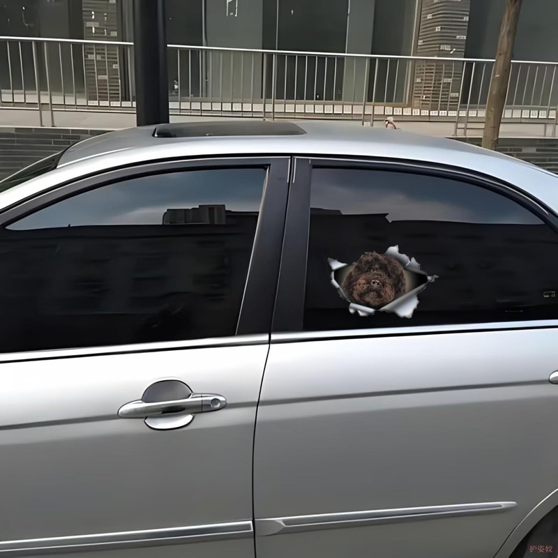 TIZIKJ Autoaufkleber 22cm(8.7 Inch) Pudel Aufkleber 3D Zerrissen Reflektierende Auto