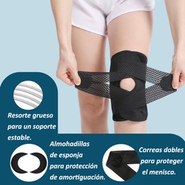 Rodillera Ortopedica con Estabilizadores Laterales, Rodillera Deportiva de Compresión, Rodilleras Gym Ajustable Transpirable, Rodillera Ortopedica para Menisco y Ligamentos, ACL, MCL, Negro, XL