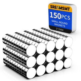 SRENMSMT Small Magnets, 150 Pack Neodymium Rare Earth Magnets, Refrigerator Magnet, Round Magnet for Fridge, DIY, Whiteboard, Billboard in Home, Kitchen, Office, School-5x2mm