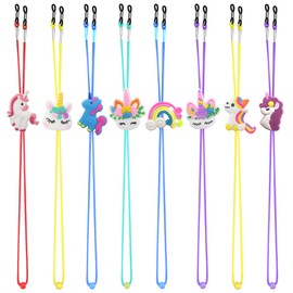 SKYCOOOOL Kids Glasses Strap (8PCS) Unicorn Rainbow Adjuster Stretchy Eyeglass Strap for Boys Girls